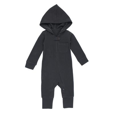 Organic Thermal Zipper Romper Coal [L'ovedbaby] 2-Way 9-12m