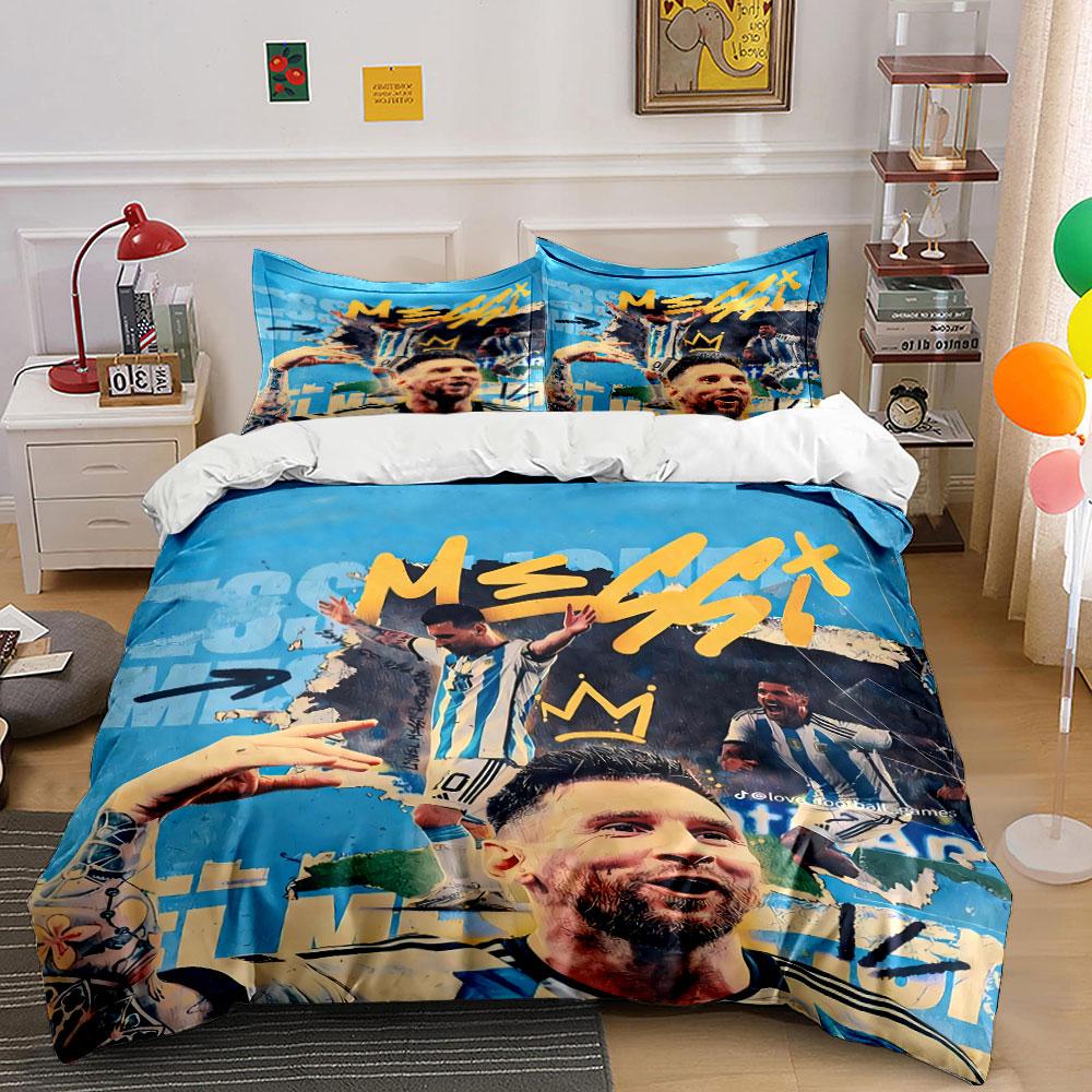 Messi Print Bedding Set Bedding Duvet Cover Set Duvet Cover Pillowcases (1 * Duvet Cover 2 * Pillowcases, without duvet insert)