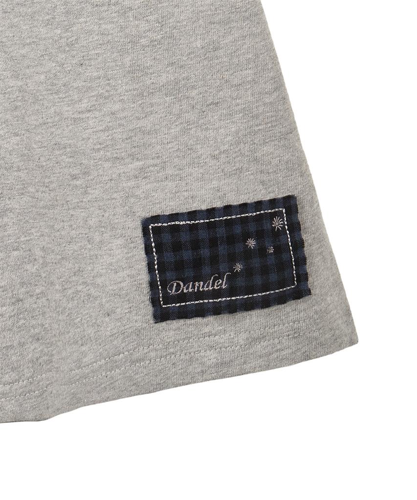 Dandel Dd Check Roll-Up Henley Neck Tee (Grey)
