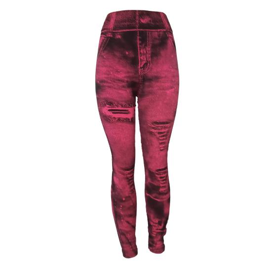 Scelta della moda Donna Jeans imitazione elasticizzati Leggings in denim Pantaloni skinny a vita alta
