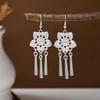 Ethnic Miao Silver Tassel Earrings - Retro Long Dangle Scenic Studs for Women