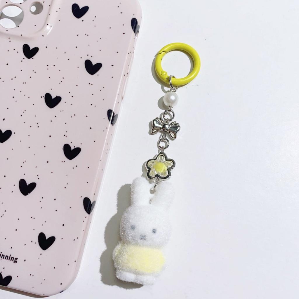 Kawaii Miffy Rabbit Keychain Cute Outfit Miffy Rabbit Keychain Cartoon Girl Heart Student Bag Best Friend Gift Accessory