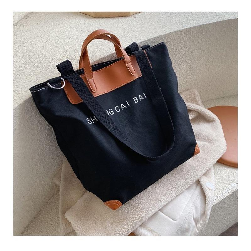 

Холщовая сумка-тоут Женская вместительная Женская сумка Для покупок Путешествий Модная Повседневная Ручная Сумка через плечо Женская чёрный