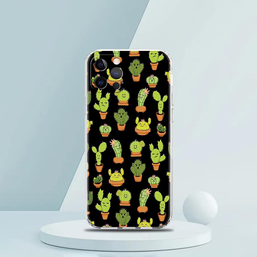 Plant Cactus Phone Case for iPhone 16 15 14 13 12 Pro Max Transparent Soft for iPhone 11 Pro Max 7 8 Plus XS XR Shell Bags