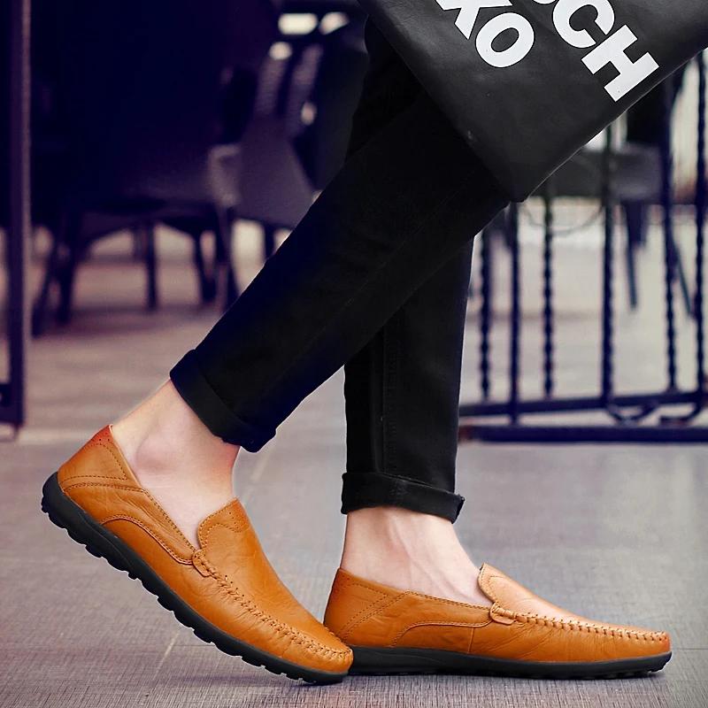 Leather shoes Men's loafers fashionable thick-soled lightweight mens sports shoes large-sized new men business casual shoes