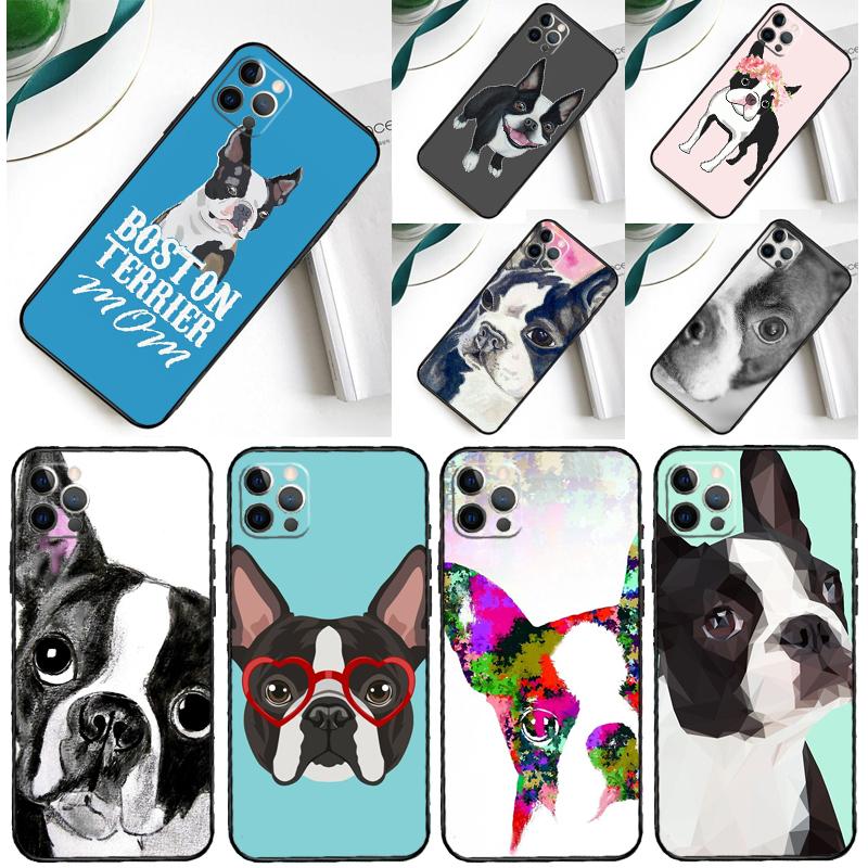 Boston Terrier Dog Phone Case For iPhone 16 Pro Max 12 13 Mini 11 14 15 Pro Max XR 15 16 Plus 16e Back Cover