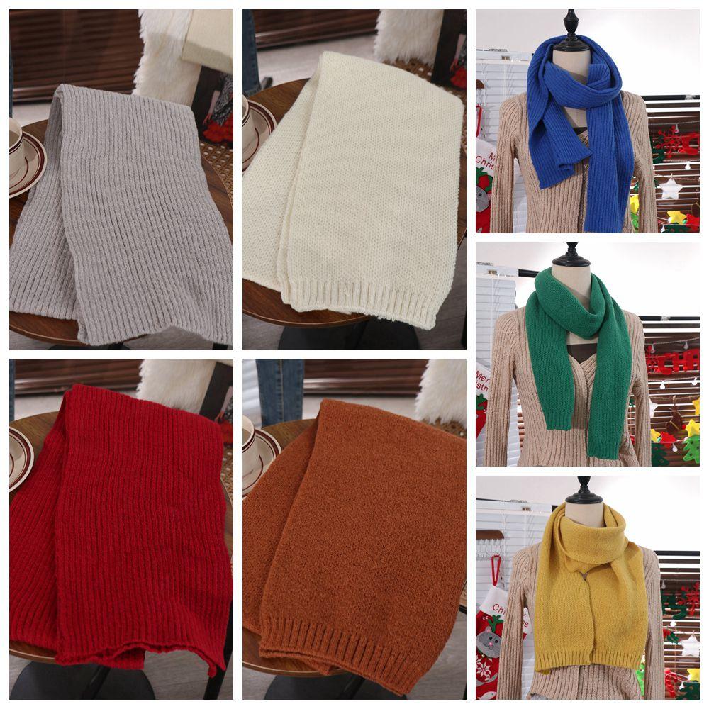 Imitation Cashmere Solid Color Scarf Keep Warm Wool Shawl Knitted Scarves Clothing Accessories