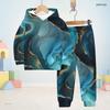 Boys Girls Black Floral Printed Hooded Long Sleeve Sweatshirt Cuffed Pants Two Piece Set