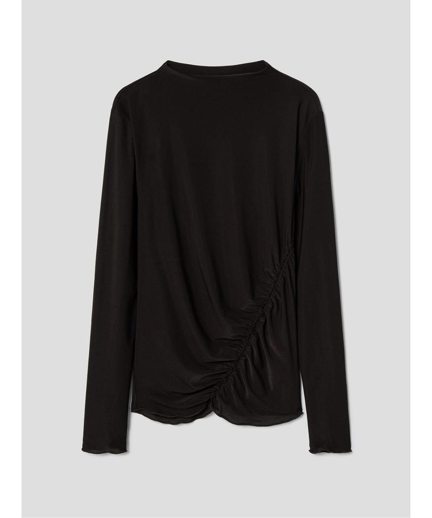 Anggae Light Jersey Slim Shirring Top Brown
