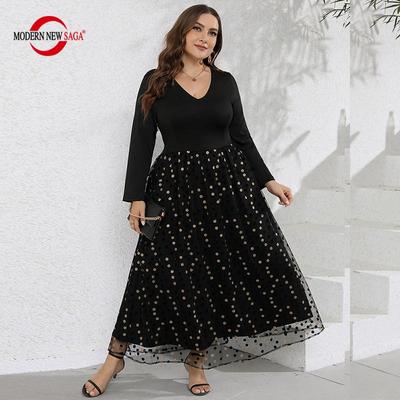 Women Dress Long Sleeve Spring Woman Long Dresses Autumn Casual Maxi Dress Black V-neck Plus Size Dresses