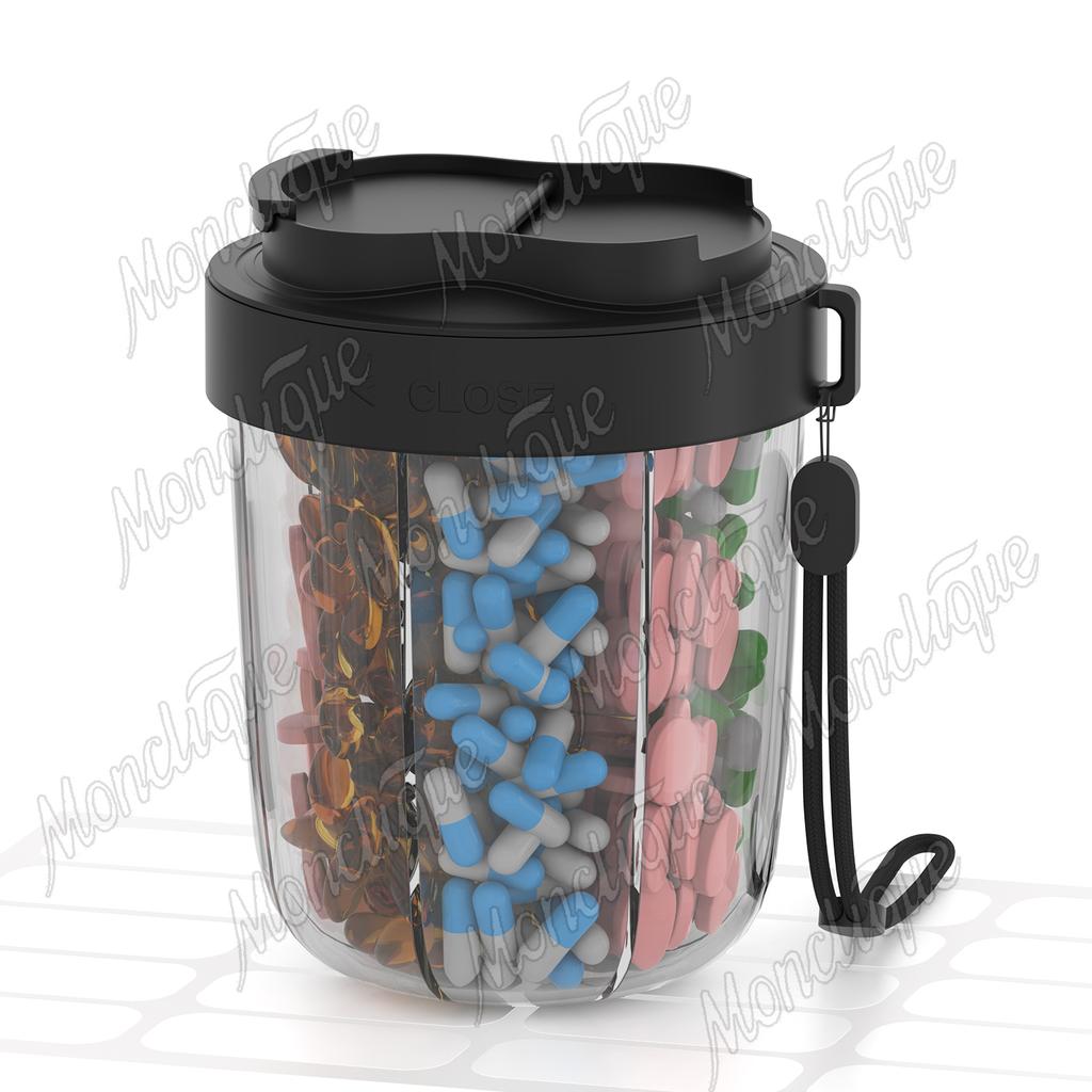 Pill Organizer 7 Grids Large Cup Bottle Organizer Supplement Pill Dispenser for Holding 7 Various Vitamins Travel Pill Case Box