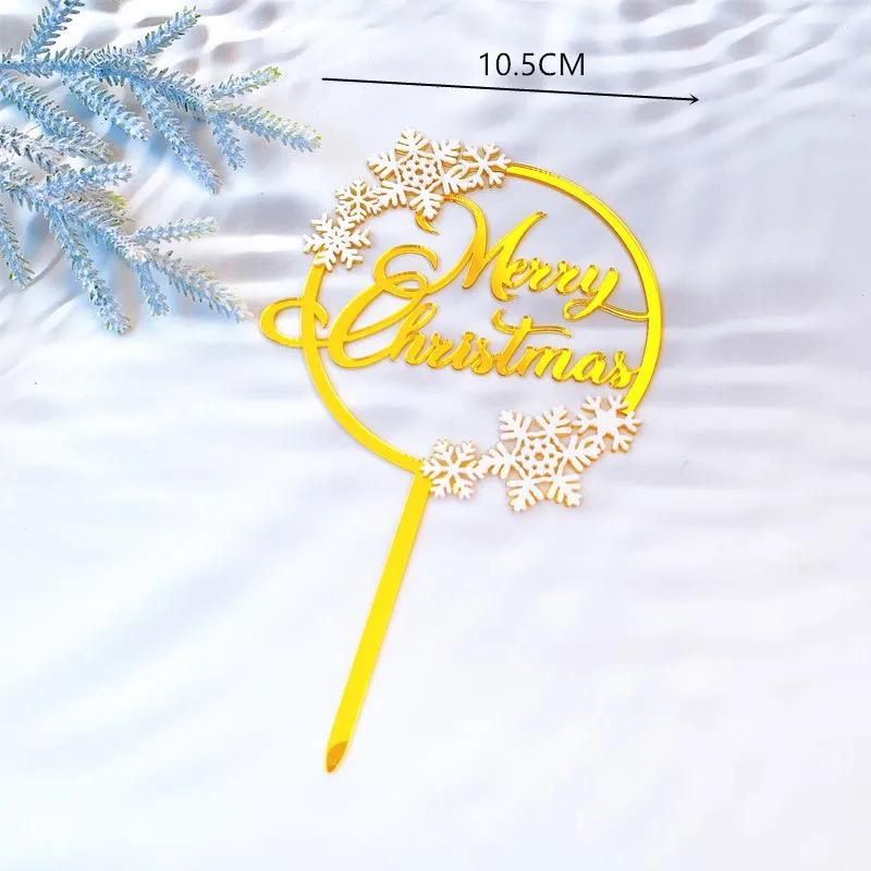 New Merry Christmas Cake Topper Baking Dessert Cake Insert Decor Cupcake Santa Claus Elk Snowman Party Decorations Cake Top