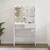Makeup Table with LED Lights High Gloss White 74.5 x 40 x 141 cm