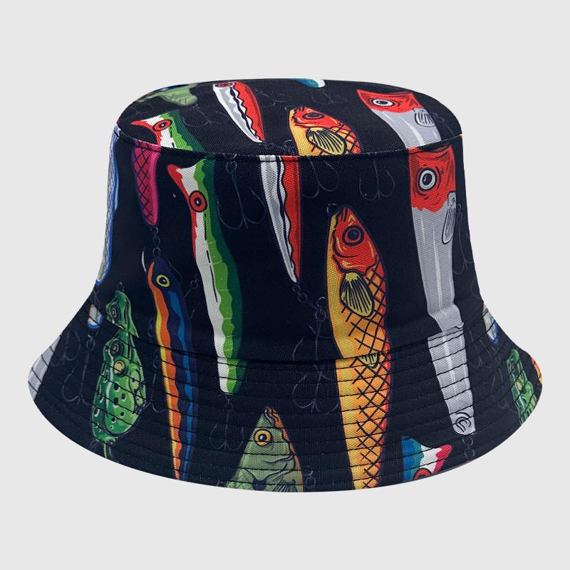 Dye Fisherman Tie Hat Uv Protection Assorted Colors Print Butterfly Cat Cap Leaf