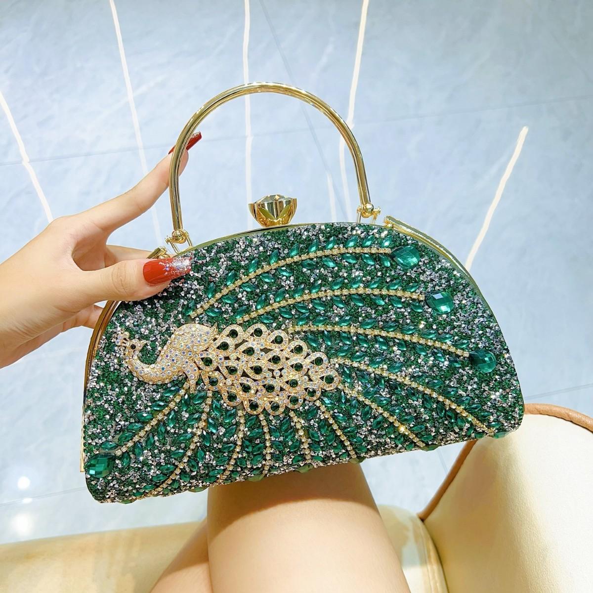 

Diamond Studded New Women s Bag зелений