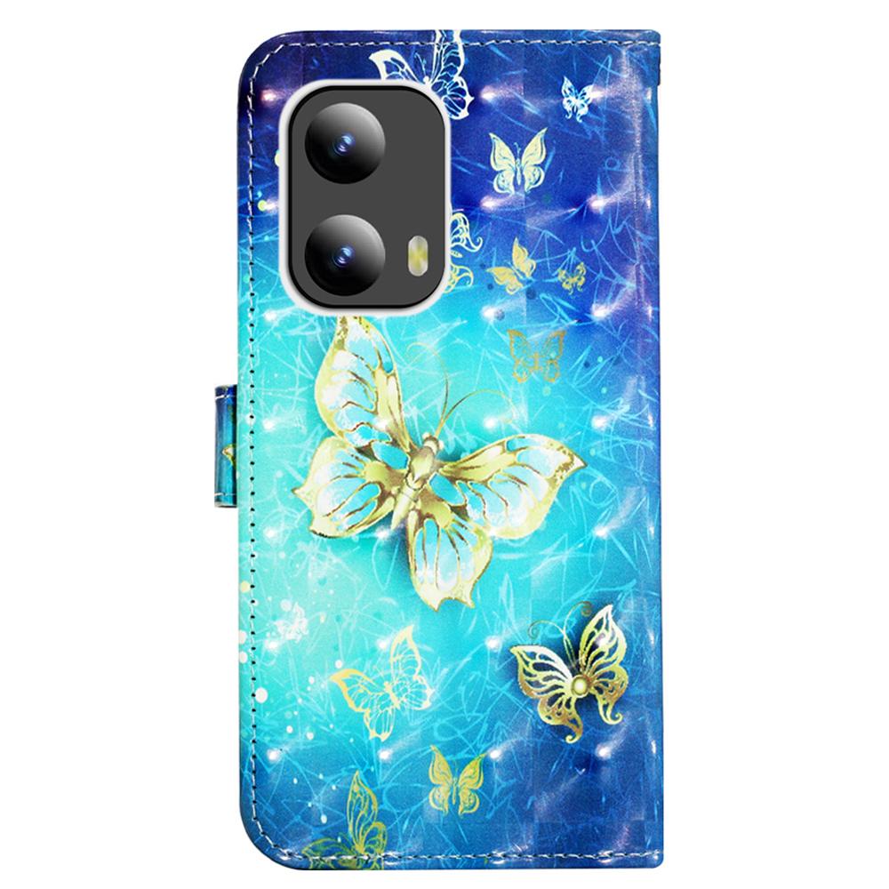 For Motorola Moto G Play 5G (2024)/Moto G 5G (2024) Leather Case 3D Pattern Printing Wallet Stand Mobile Cover with Strap