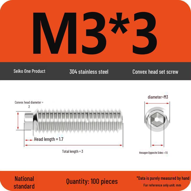 304 Stainless Steel Cup Point Grub Screw - Sizes M3 To M10