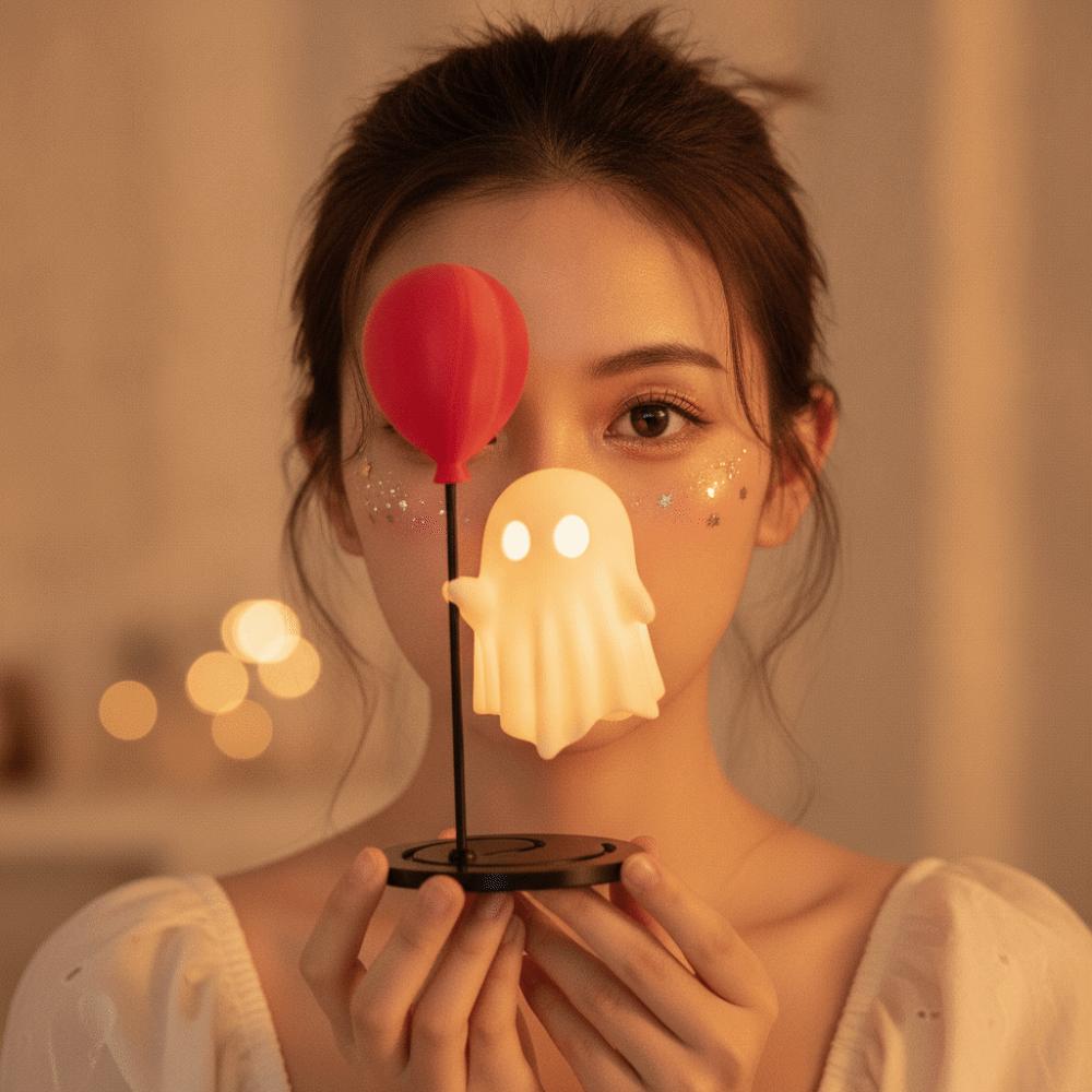 LED Ghost Night Light Creative Desktop Light Spooky Decor Balloon Ornament Bedroom