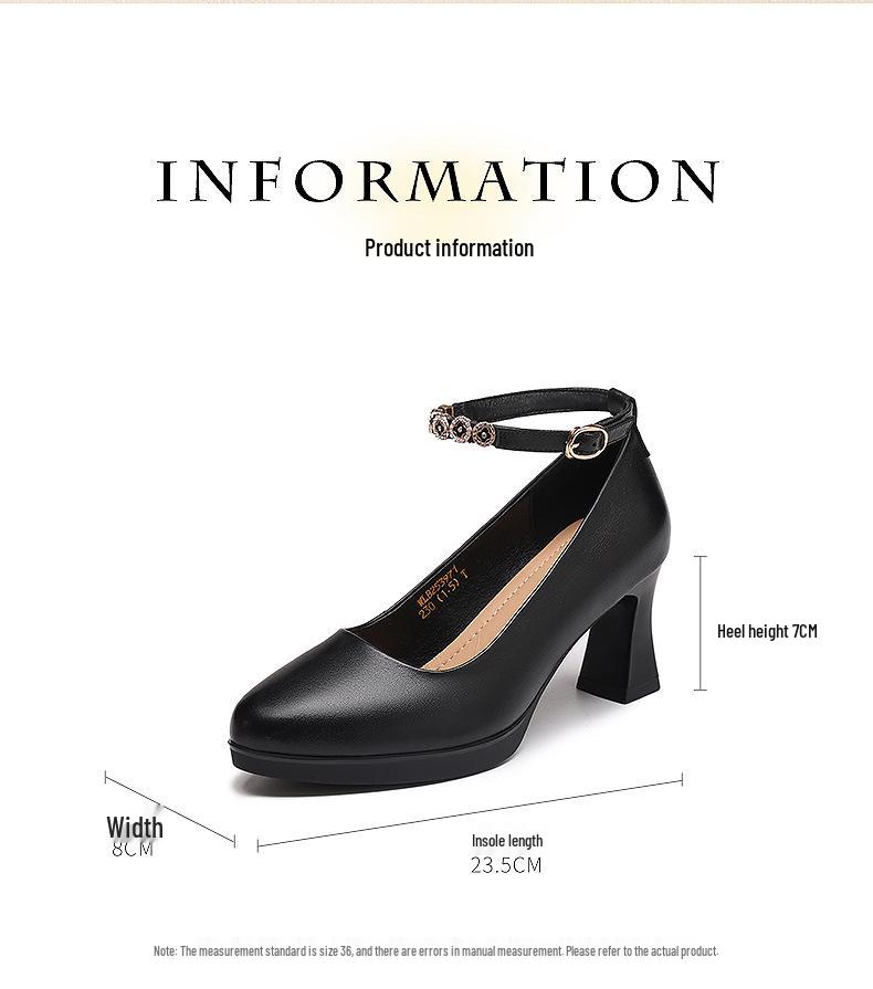 Red Dragonfly Women's Chunky Heel Mary Janes - Summer Casual Genuine Leather High Heels.