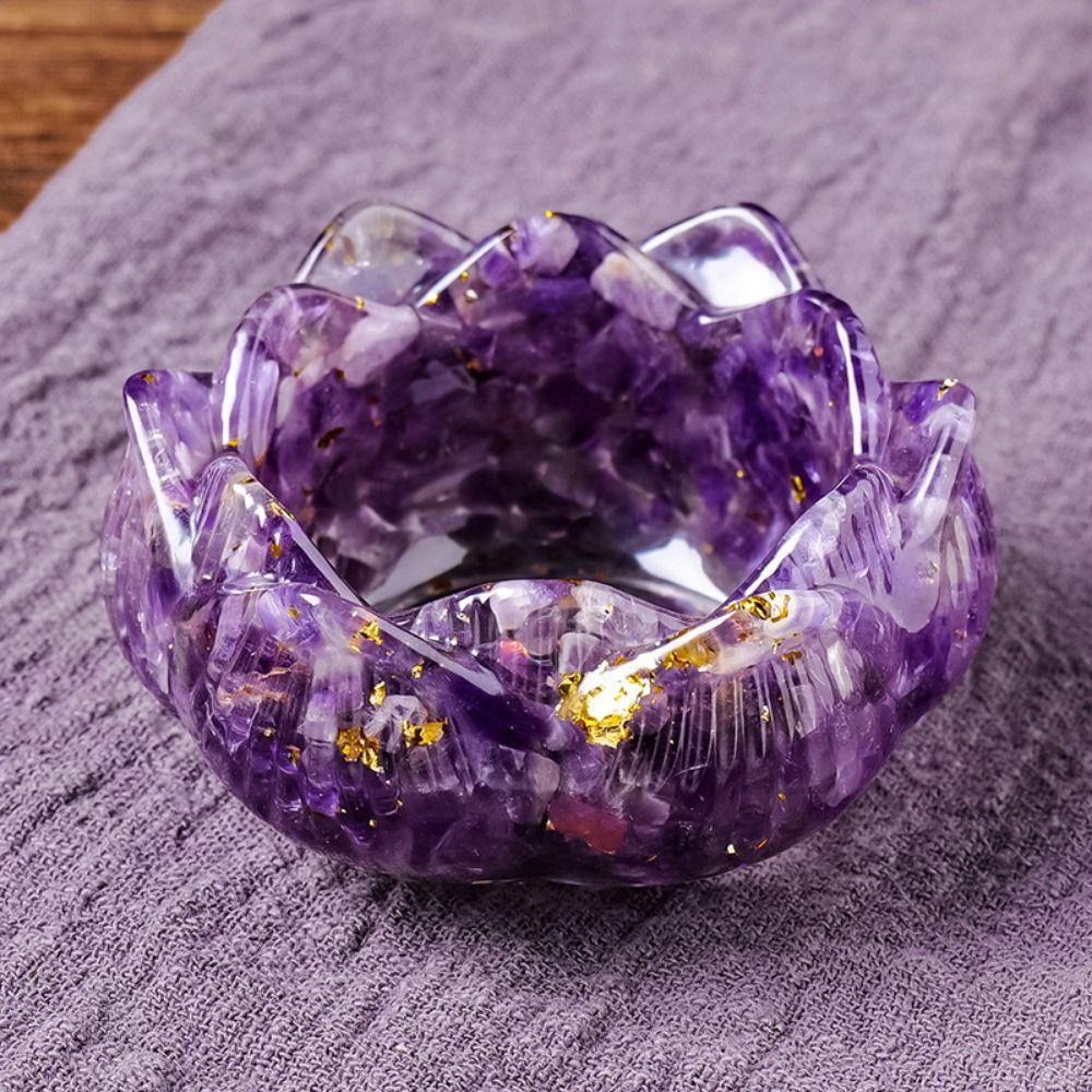 Lotus Shape Crystal Incense Holder DIY Craft Jewelry Storage Container  Crystal Storage