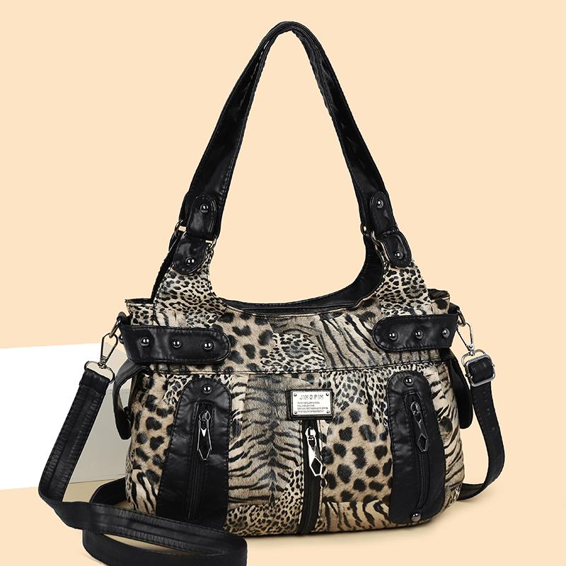 Women's Leopard Print Tote Bag Underarm Handbag