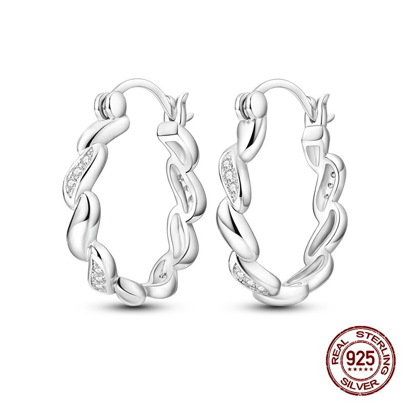 New Earrings for Women 925 Silver Color Star Geometric Entangle Zircon Earrings Fine Wedding Engagement Birthday Jewelry Gifts
