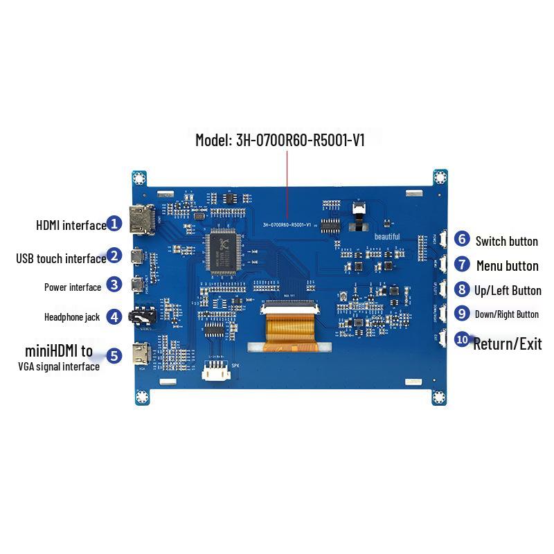 7" Raspberry Pi HDMI Driver-Free Capacitive Touchscreen Display - Industrial Control HD IPS LCD