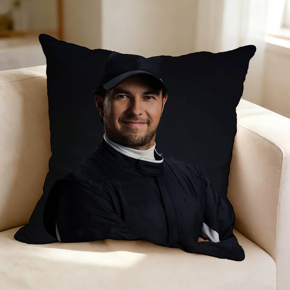 Racing driver CCheco  SSergio PPerez  Square DoubleSided printed Pillow Case Bedroom Bedside Pillow Sofa Cushion Cover