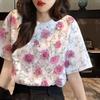 3D printed women's T-shirt, Korean style short sleeved shirt, fashionable, casual and versatile