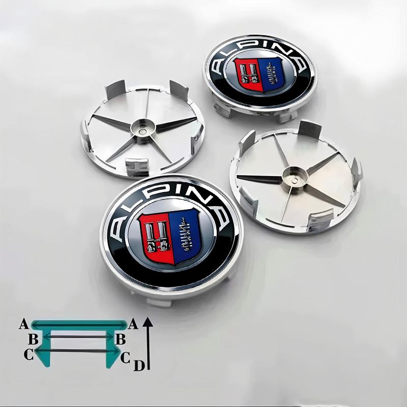 For ALPINA modified front and rear car logo cover 68mm wheel hub cover logo center cover steering wheel ABS badge accessories.