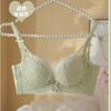 Women Elegant Cream Lace Wireless Bra with Scalloped Trim