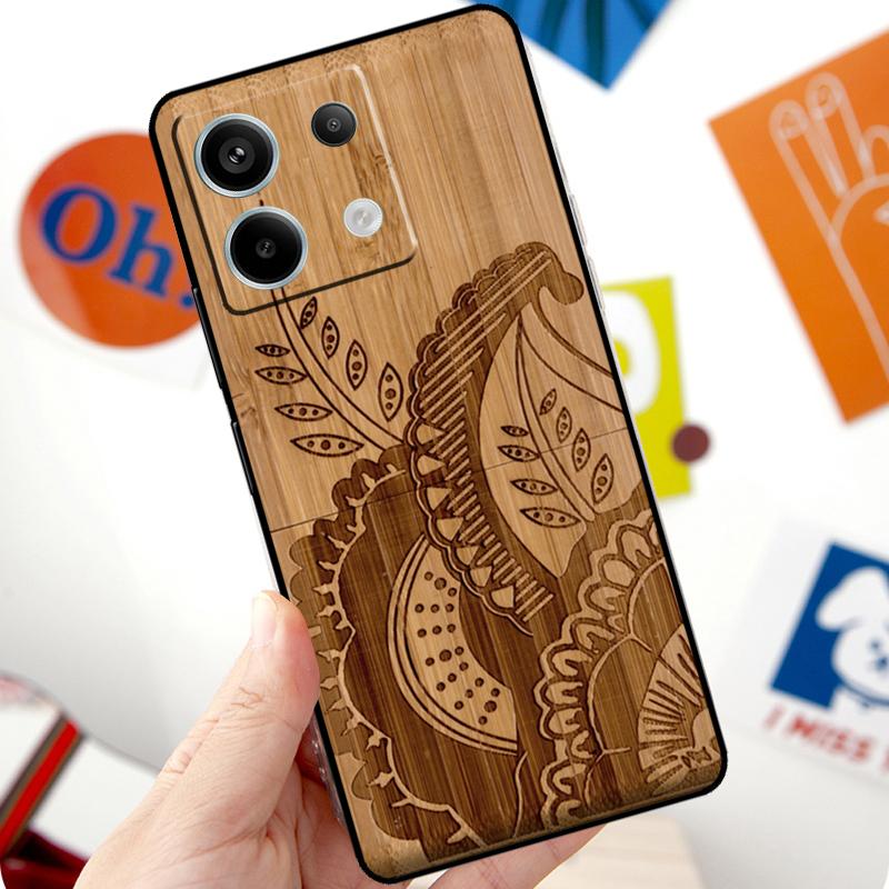 Natural Bamboo Wood Animal Print Funda For Xiaomi Redmi Note 14 13 10 11 12 Pro 10S 11S 12S Case For Redmi 15 13C 12C 10C 14C