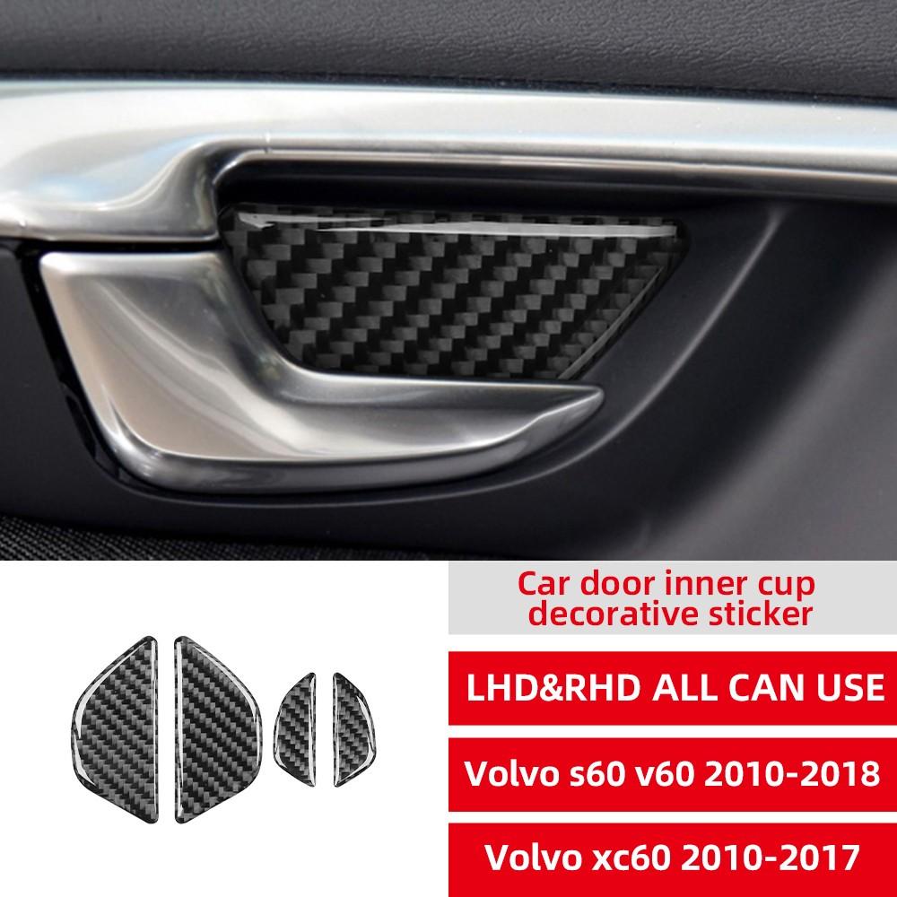 100% Real Carbon Fiber Car Window Lifter Switch Panel Cover Trim For Volvo S60 V60 2010-2018 Interior Decoration Sticker