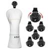 Golf Head Cover Simple Design Birdie Embroidery High-quality Leather Driver Fairway Wood Utility Hybrid Club Set White