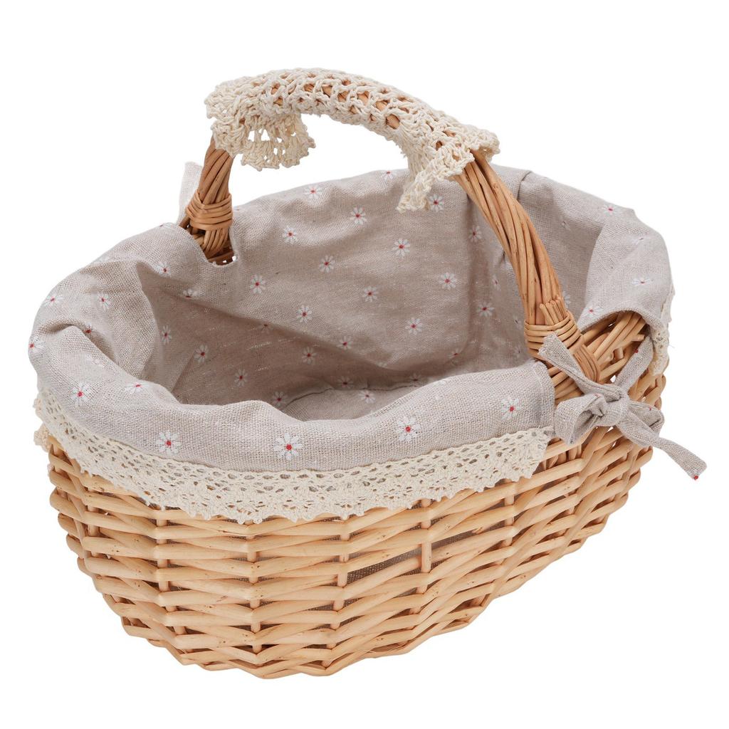 Picnic Basket with Removable Liner Hand Woven Empty Picnic Hamper Basket with Handle for Easter Camping Wedding Gathering