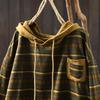 Johnature Women Pullover Hooded Striped Long Sleeve  Autumn Patchwork Pockets Casual Loose T-Shirts