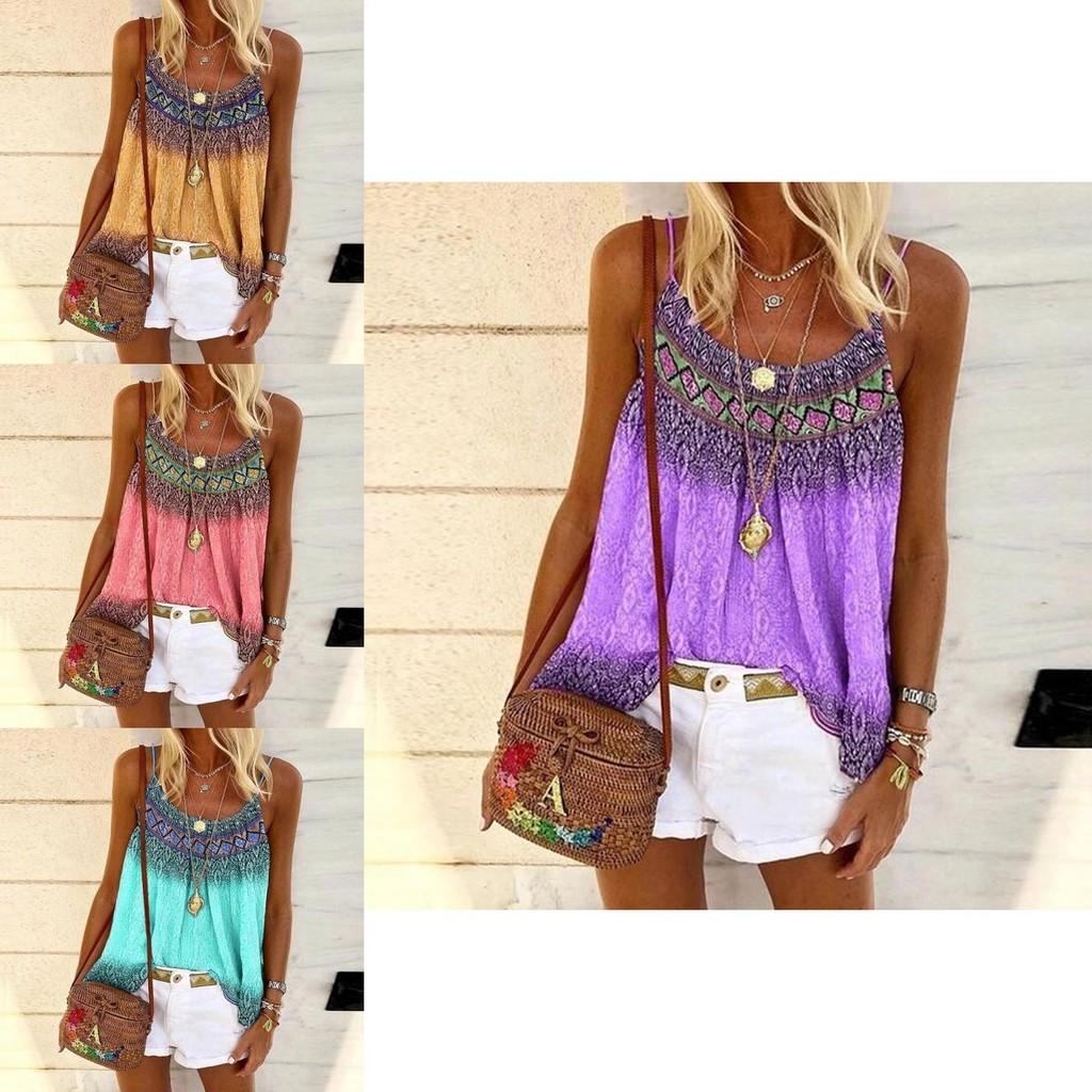 Comfortable Plus Size Women's Floral Print Cami Tops With Strappy Design For Summer