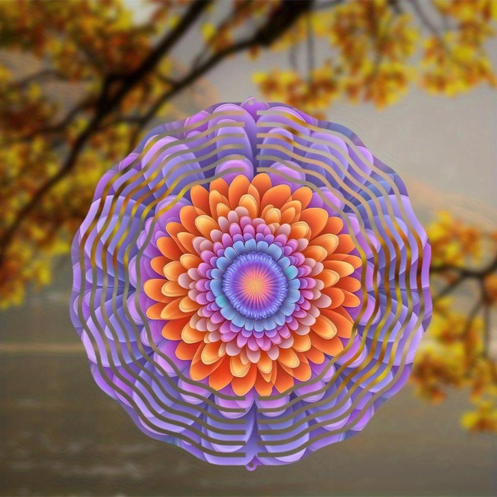 10 Inch Metal Wind Spinner Garden Decor Hanging Wind Chime 360 Rotating Hook No Battery Needed Artistic Design for Outdoor All Seasons