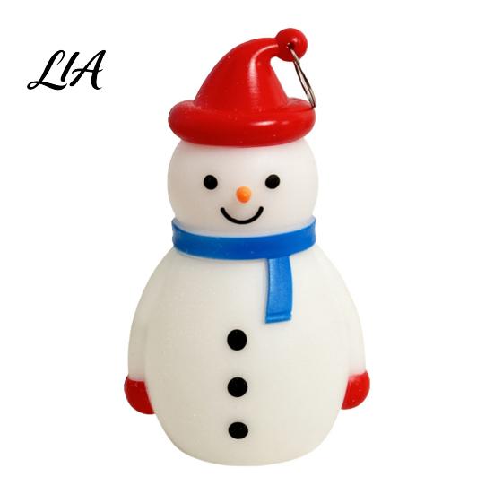 Decorative Plastic Snowman Figure Christmas LED Night Light, Portable Cartoon Desk Lamp with Hanging Ring for Indoor Holiday Scene Setup Party Decor,