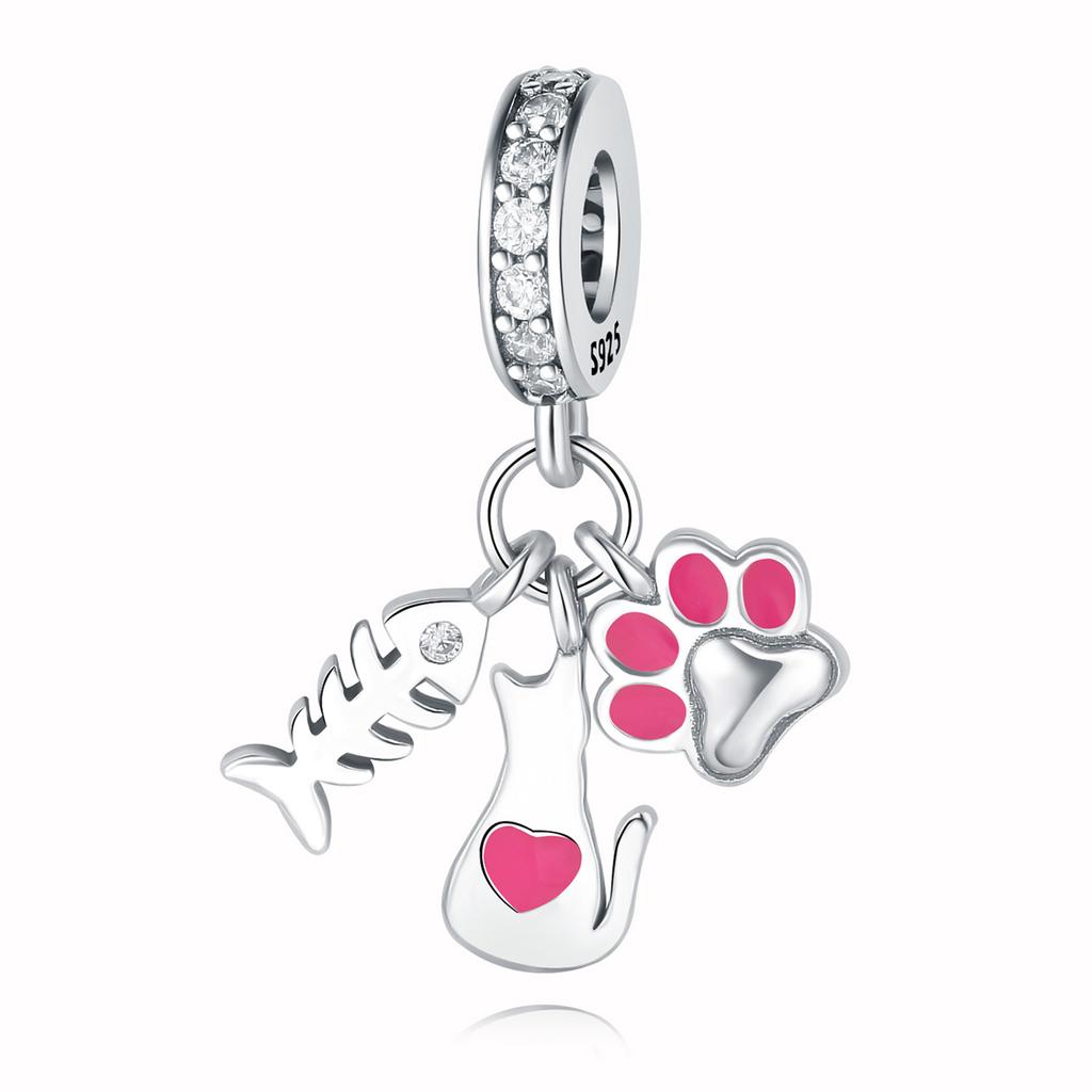 Copper Cat Dog Paw Prints Series Pendant Charms Beads Fit Original Wear Braceletsdiy Jewelry Accessory