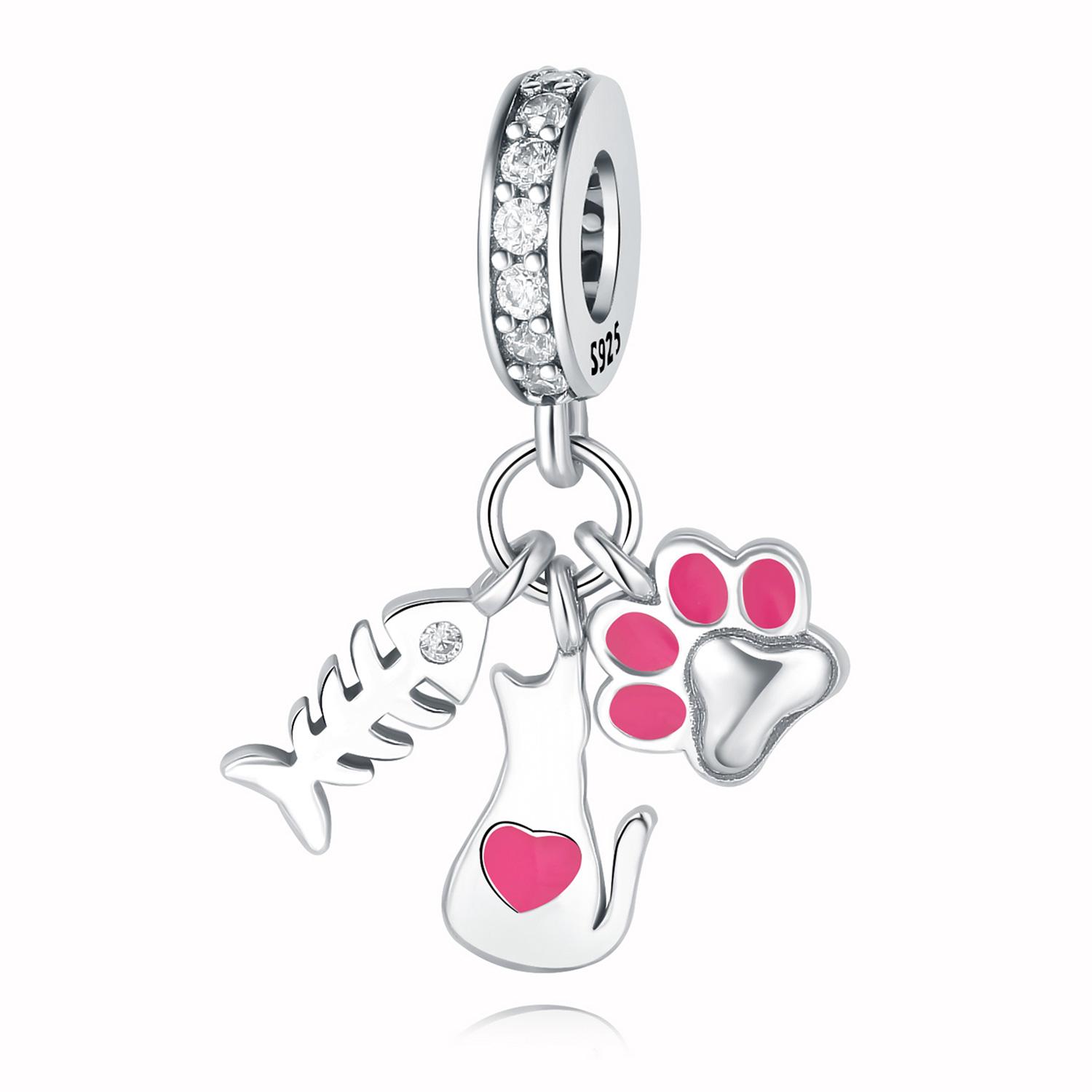 

Bead Charms copper Charm Bead Charms Authentic Fish Bones Cats Paw Prints Pendant Bead Compatible With Bracelets Jewellery Diy Women Gift Accessory
