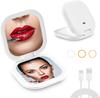 Hot Sale Compact LED Light Cosmetic Mirror Portable Rechargeable Pocket Makeup Mirror for Travel Small Handheld Makeup Mirror