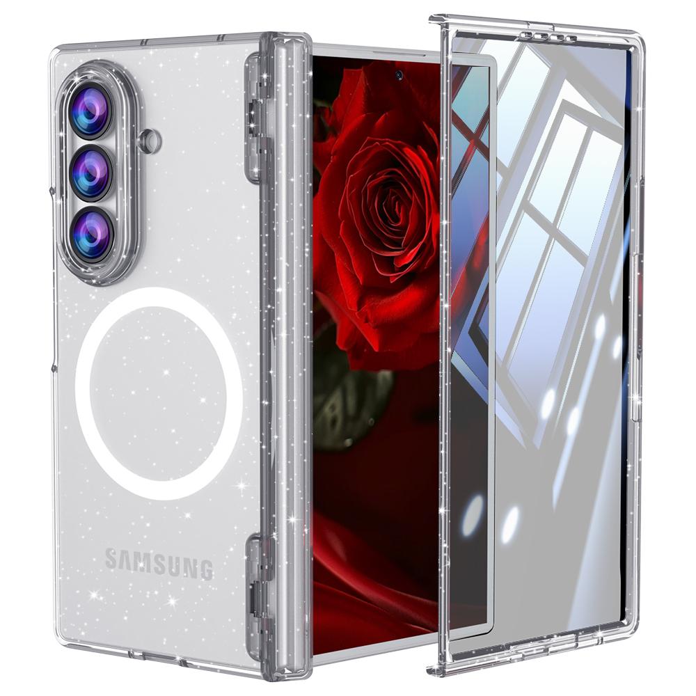 Transparent Glitter Magnetic Phone Case for Samsung Galaxy Z Fold8 Ultra Shockproof for Magsafe Axis Protection Slim Fit Cover
