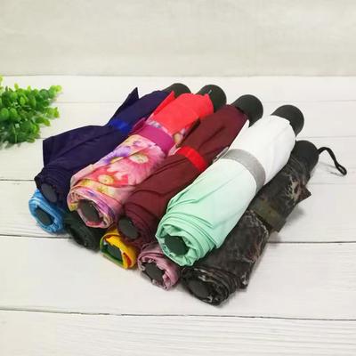 Printed Short Handle Umbrella Triple Folding Umbrella Portable Mini Folding Umbrella Portable Manual Outdoor Umbrella Gift Umbrella
