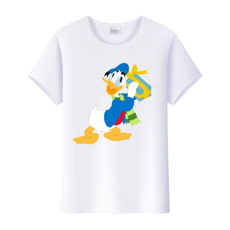 Kawaii Donald Duck Plus Size Tee Ladies Graphic Clothes Summer Women Short Sleeve T-shirt Disney Cartoon Men Tshirt Female Tops