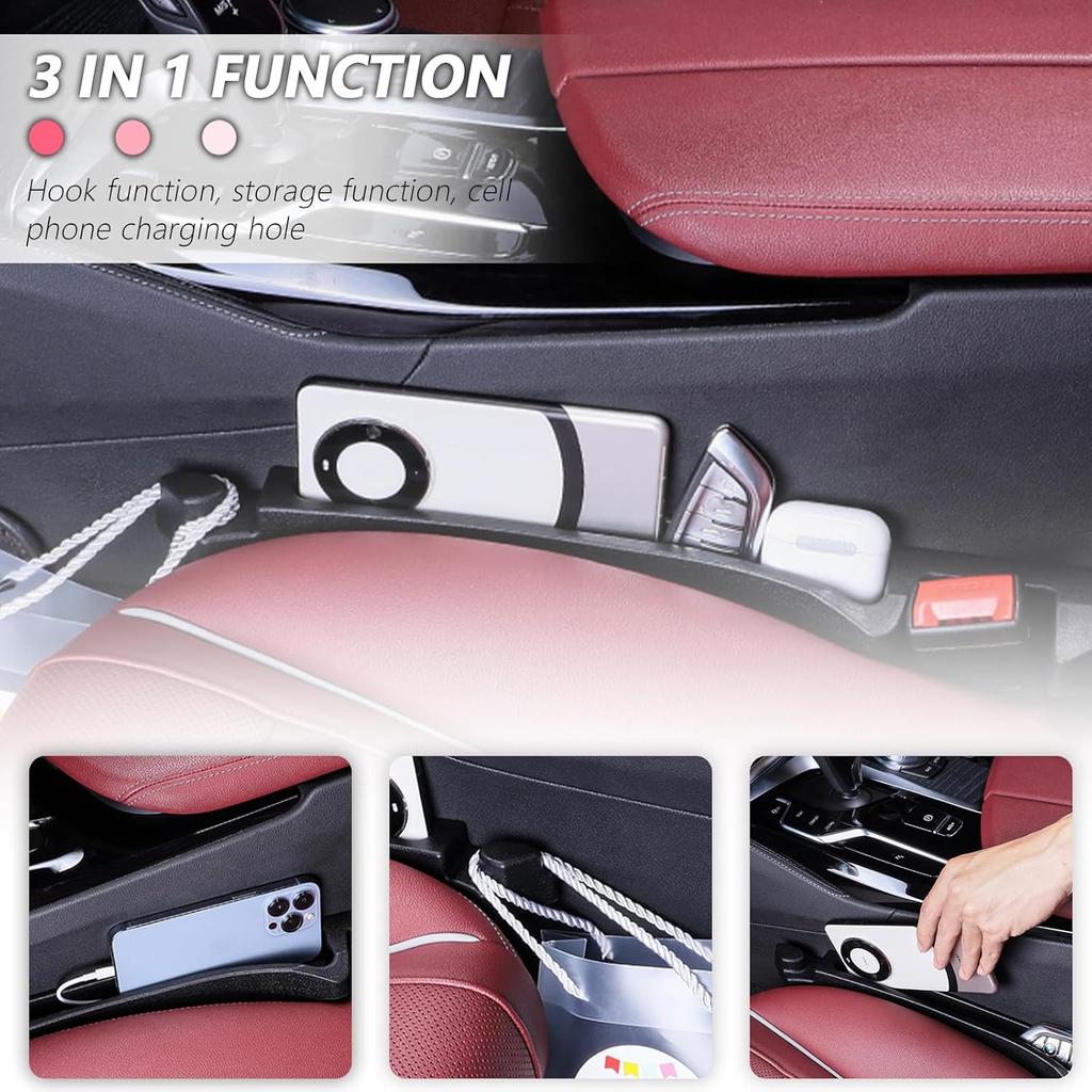 2PCS Car Seat Gap Filler Organizer And Carry Hook,Upgraded Multifunction Gap Filler For Car With Filling Gaps And Storing For Phones Keys,Universal