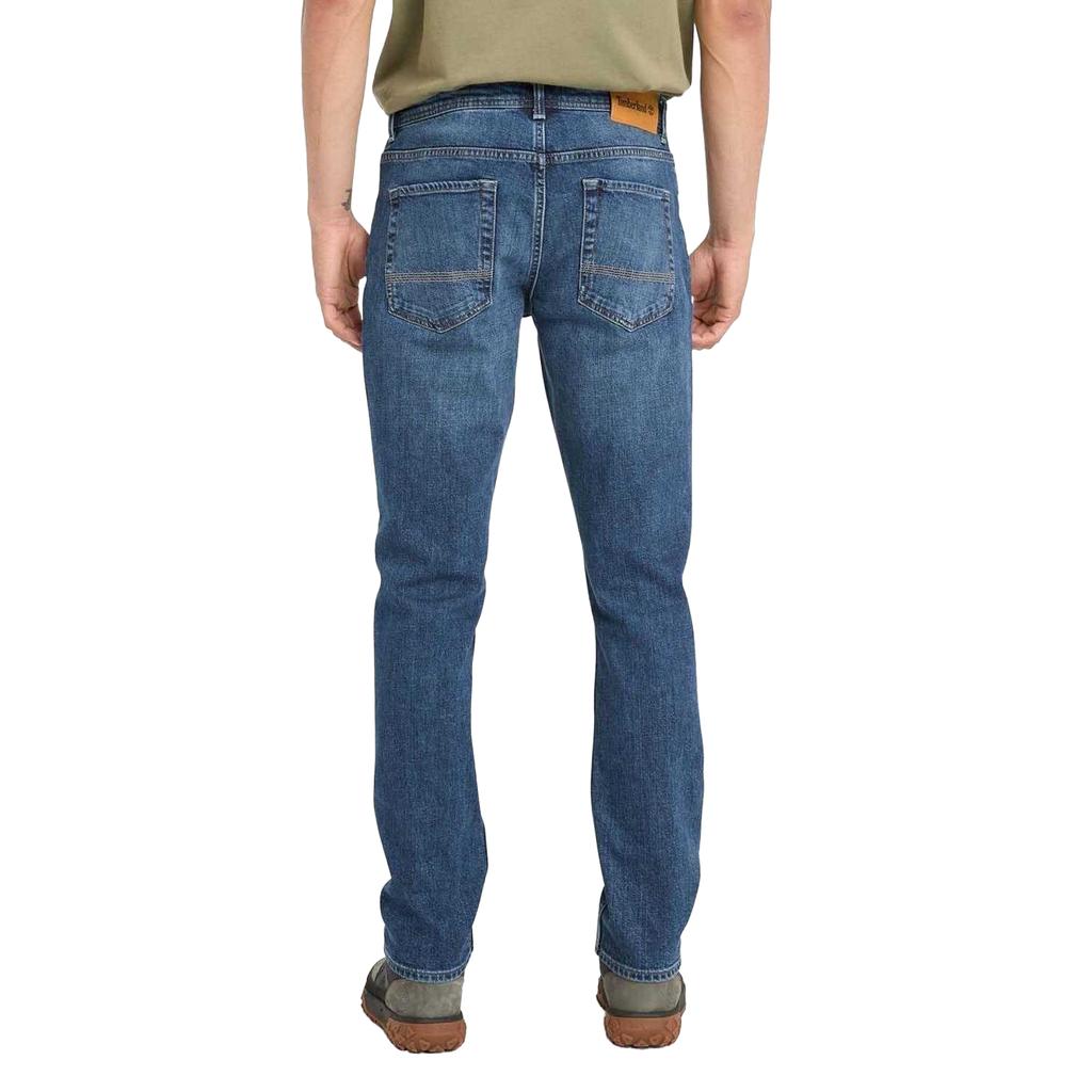 Timberland Pánské úzké džíny Sandown s koženou nášivkou, 5 kapes