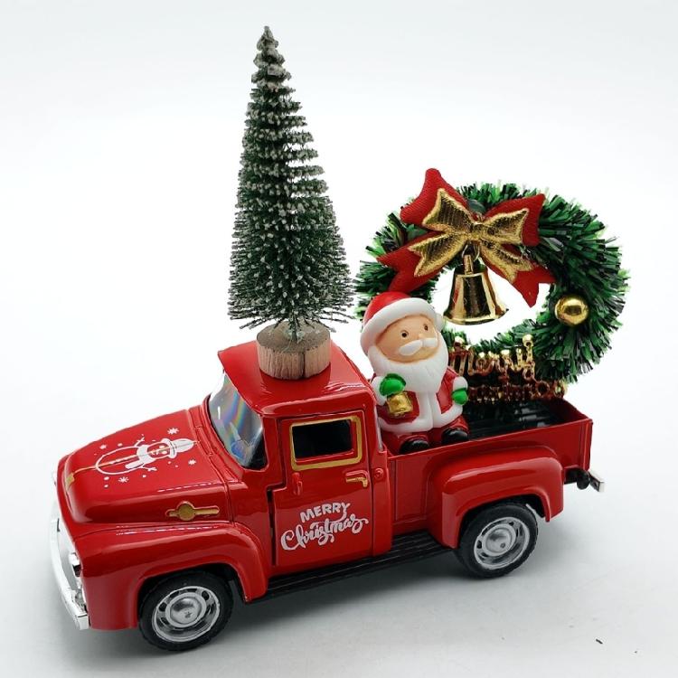 Christmas Metal Truck Decors with Christmas Wreath/Tree Table Decorations Christmas Farm Pickup Truck Decorations