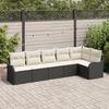 6-piece Garden Sofa Set with Cushions In Black Poly Rattan 3345717