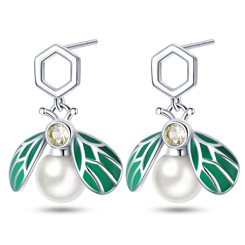 925 Silver Animal Plant Green Series Zircon Hoop Earrings For Women Fashion Jewelry Gift Accessories